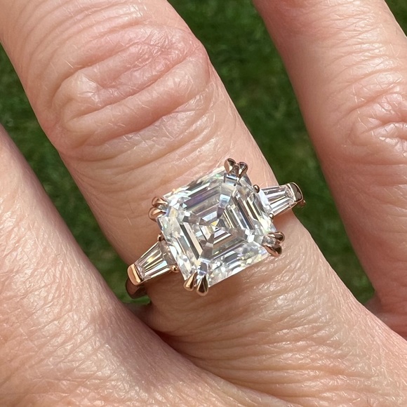 *SOLD* 10k RG 8mm Asscher Cut Moissanite Ring - Picture 8 of 12